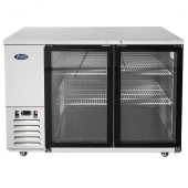 Atosa - Back Bar Cooler, 2 Glass Doors with 4 Shelves and Castors, 58x28x40 Stainless Steel Interior