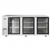 Atosa - Back Bar Cooler, 3 Glass Doors with 6 Shelves and Castors, 89x28x40 Stainless Steel Interior