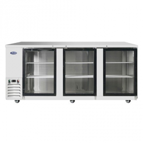 Atosa - Back Bar Cooler, 3 Glass Doors with 6 Shelves and Castors, 89x28x40 Stainless Steel Interior