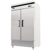 Atosa - Upright Refrigerator, 2 Solid Door Bottom Mount with 6 Shelves and 4 Castors, 46 Cu Ft, 54.4