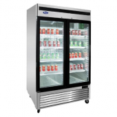 Atosa - Merchandiser Freezer, 2 Glass Door Bottom Mount with 8 Shelves and 4 4&quot; Castors, 44.8 Cu Ft,