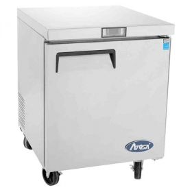 Atosa - Undercounter Refrigerator, 1 Solid Door with 1 Shelf and 4 Castors, 27.48x30x36.57 Stainless