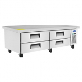 Atosa - Refrigerated Chef Base, 4 Drawers and 4 5&quot; Castors, 72.5x33x26 Stainless Steel, each