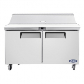 Atosa - Sandwich Prep Table, 2 Solid Doors with 2 Shelf and 4 5&quot; Castors, 48.2x30x44.3 Stainless Ste