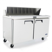 Atosa - Sandwich Prep Table, 2 Solid Doors with 2 Shelf and Castors, 60.2x30x41.375 Stainless Steel,
