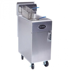 Royal Range - Deep Fat Fryer, 50 Lb Stainless Steel, Single Fry Pot with 2 Baskets (Casters not Incl