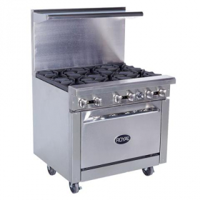 Royal Range - Gas Range with Standard Oven, Stainless Steel, 6 Open Burners (Casters not Included),