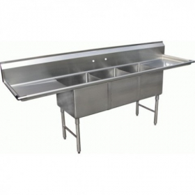GSW - Sink with 3 Compartments and 2 18&quot; Drain Boards, Bowl Size 20x16x12 Stainless Steel