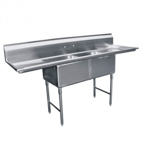 GSW - Sink with 2 Compartments and 2 18&quot; Drain Boards, Bowl Size 18x18x12 Stainless Steel