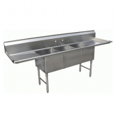 GSW - Sink with 3 Compartments and 2 18&quot; Drain Boards, Bowl Size 18x18x12 Stainless Steel