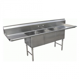 GSW - Sink with 3 Compartments and 2 24&quot; Drain Boards, Bowl Size 18x18x14 Stainless Steel