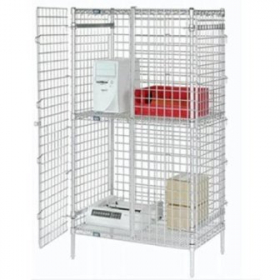 Nexel - Security Unit, 24x48x66 with Poly-Z-Brite Clear Epoxy Over Zinc Plate with Grid Mesh, Top an