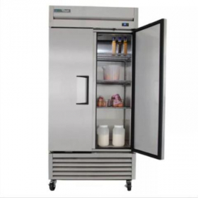 True - Refrigerator, 2 Solid Door Reach-In, 78.38x39.5x29.5 Stainless Steel Front, Doors and Floor,