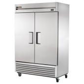 True - Refrigerator, 2 Solid Door Reach-In, 78.38x54.13x29.5 Stainless Steel Front, Doors and Floor,