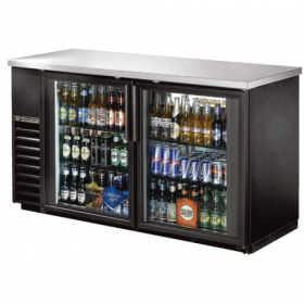 True - Underbar Back Bar Refrigerator Cooler with 2 Sections and 4 Shelves, 24&quot;x60&quot; with Stainless S