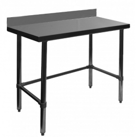 GSW - Work Table, 30x72x35 Stainless Steel with 4&quot; Rear Upturn and Open Base