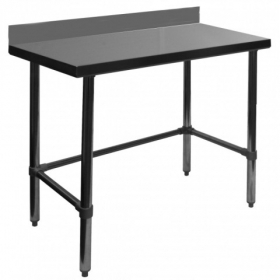 GSW - Work Table, 30x48x35 Stainless Steel with 4&quot; Rear Upturn and Open Base