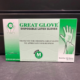 A - Gloves Latex Medium, 100 count (LIMIT 50)