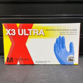 A - Gloves Nitrile Blue Medium, 100 count (LIMIT 10)