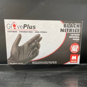 A - Gloves Nitrile Black Medium, 100 count (LIMIT 1)