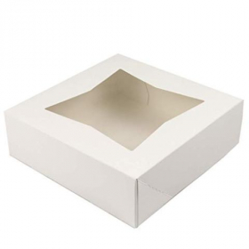 Cake/Bakery Box with Window Top, 8x8x2.5 White, 250 count