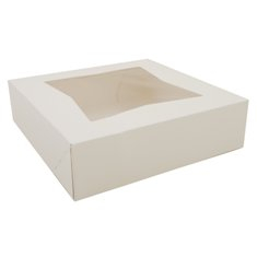Cake/Bakery Box with Window Top, 9x9x2.5 White, 200 count