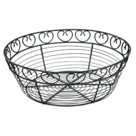 Winco - Bread Basket, 10&quot; Round Black Wire