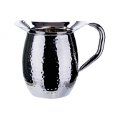 Winco - Bell Pitcher, 2 Quart Hammered Stainless Steel, each