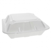 Pactiv - Takeout Container, 9x9x3 White Foam Hinged 3-Compartment